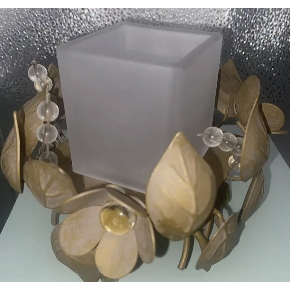 PartyLite Golden Leaves Candle Holder P7281